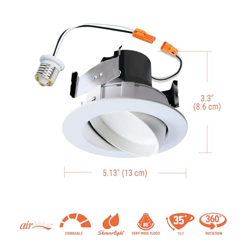 HALO RA 4 Inch Recessed Lighting Adjustable Gimbal LED Light - 1 Pack - Very Wide Flood - 615 Lumens - 3000K Bright White - image 2