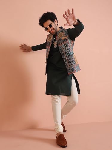 Image of KISAH Men's Jacket - Printed Cotton Blend - Indian Wedding Outfit for Men - Ideal for Weddings and Festivals