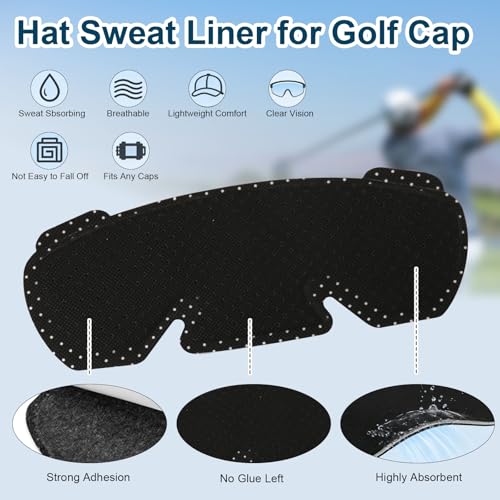 HEBRAR Hat Sweat Liner for Golf Cap, Absorbent Sweat Pads for Hats, Thin Soft Lightweight Hat Liner for Men Women 3 Pack Black by HEBRAR - Image 3