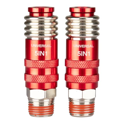 5 In 1 Universal Quick Industrial ConnectCoupler Air Hose Fittings1/2NPT 5-in-1Quick Connect Air Fitting Air CompressorAccessories Fitting (2 PCS)