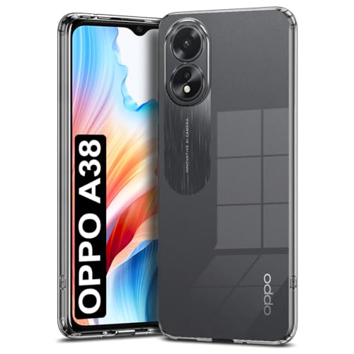 Image of Fashionury Crystal Clear Case for Oppo A38 | Yellowing Resistance | Transparent TPU Silicone | Raised Camera Lips | Slim Transparent Cover