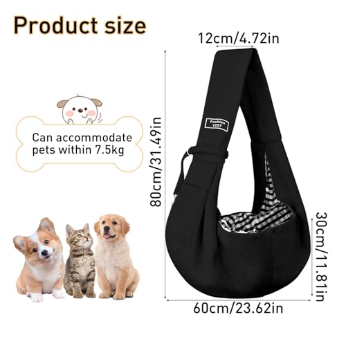 Kapokr Tragetasche Hund Tragbare Hundetragetasche für Hundetasche für Kleine Hunde Bis 7.5 kg Wendbarer Hundetragetuch für Spaziergänge und Aktivitäten Im Freien (Schwarz)