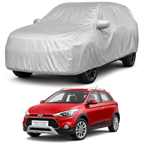 Image of Autofact Car Body Cover Compatible with i20 Active 2015-2019 | Custom Fit Car Cover | 100% Water-Resistant| Triple-Stitched Lightweight Fabric | Dustproof | Indoor & Outdoor Use | Elastic Bottom