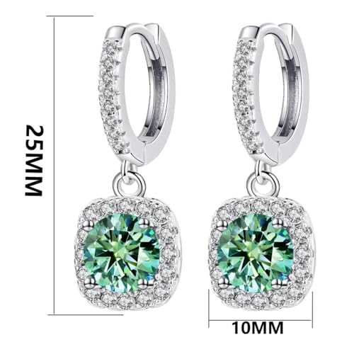 Wedding Moissanite Earrings for Women - 2.0ct Teal Moissanite S925 Silver Plated 18K White Gold Jewelry Anniversary Earrings Gift2