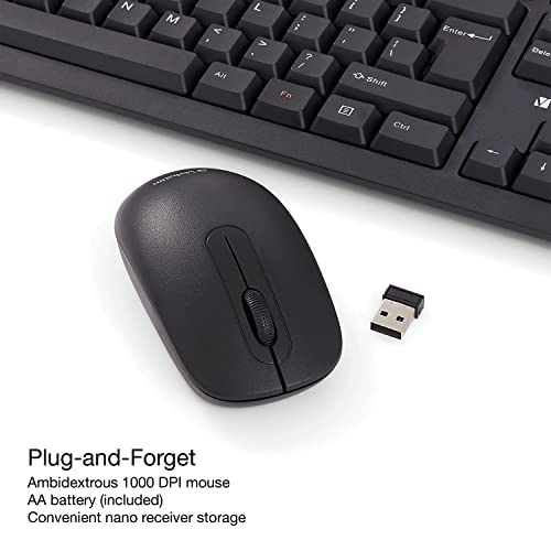 Image of Verbatim Slimline Wireless Keyboard and Mouse Combo 2.4GHz USB Plug-and-Play Numeric Keypad Adjustable Tilt Legs Optical Wireless Mouse Full-Size Computer Keyboard Compatible with PC, Laptop 70741