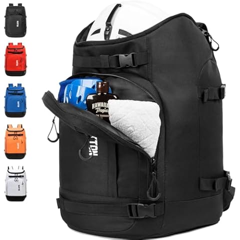 MARITTON Ski Boot Bag - Ski Boots and Snowboard Boots Travel Backpack for Ski Helmet, Goggles, Gloves, Skis, Snowboard & Accessories. (blk) Cover