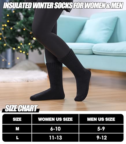 Image of 3 Pairs Thermal Boot Socks for Women Men Ski Thick Winter Warm Insulated Heated Socks for Extreme Cold Weather
