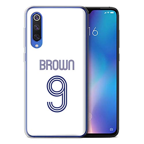 Personalizado Kit Camiseta Club Fútbol Personalizar Funda TPU/Gel para el Xiaomi Mi 9 SE/Blanco Azul Diseño/Inicial/Nombre/Texto...