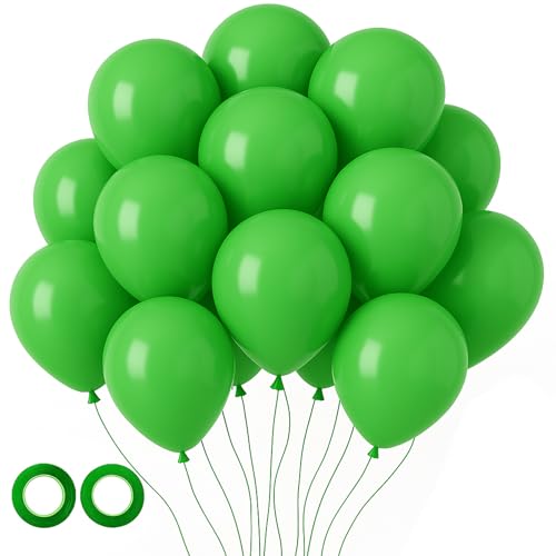 Image of Voircoloria 105pcs Green Balloons 12inch Party Latex Balloons for Birthday Dinosaur Baby Shower St. Patrick's Day Summer Jungle Forest Safari Party Decorations