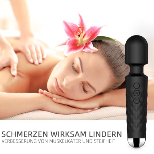 Image of Vibrator Wand,Adult Sex Toy Wand, G Spot Dildo, Clit Vibrator, Sex Vibrators,Clitoris Stimulation,with 8 Speeds & 20 Patterns,Fully Waterproof,Vibrating Wand for her Pleasure (Black)