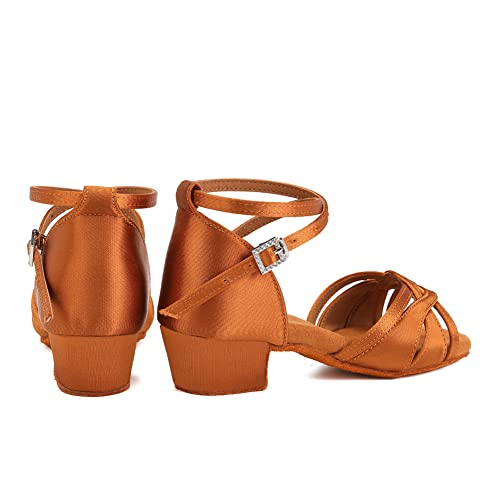 HROYL Girl's Latin Dance Shoes Low Heel Pratice Salsa Ballroom Dancing Shoes,Model 3038-GBTL 6