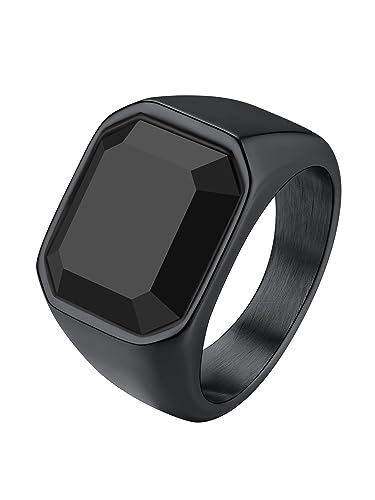 Richsteel Black Onyx Signet Ring for Men