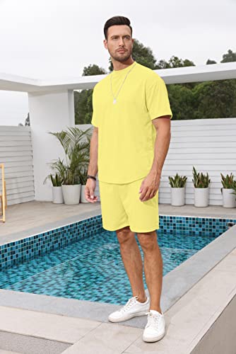 Lexiart Mens 2 Piece Outfits Casual Tracksuit Shorts Summer Sweatsuit Oversize Short Sleeve Sport Set2