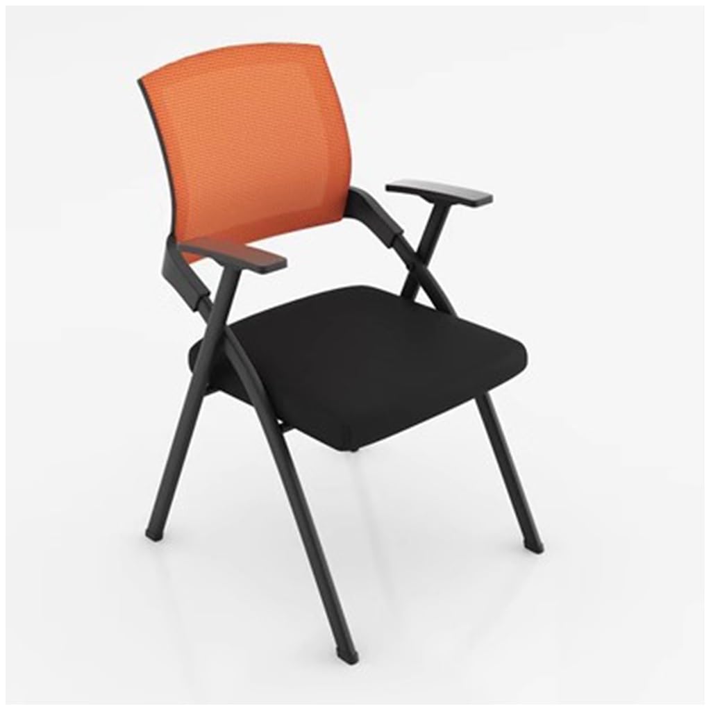 METTEOR Folding Accent Chair - Space-Saving Office & Conference Desk Chair with Wide Seat table for Meetings & Training Rooms Versatile & Slish Design (Orange)