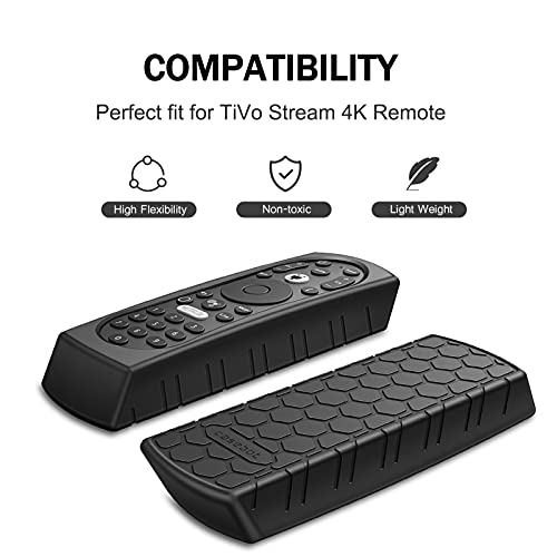 Fintie Protective Case For Tivo Stream 4K Remote – Casebot (Honey Comb Series) Lightweight (Anti-Slip) Shockproof Silicone Cover For Tivo Stream 4K Remote Controller, Black #TOP7