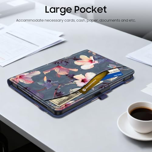 Housse Samsung Galaxy Tab A11 Plus Multi-positions avec Poche Document Fleur - 5