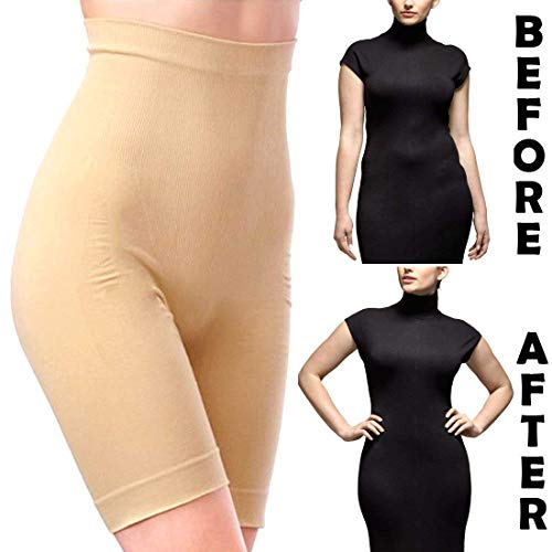 Image of Women's Cotton Nylon Seamless Wired Tummy Control High Waist and Thigh Ladies Shaper Briefs Shapewear (Free Size Fit Up to M to 4XL)