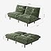 DreamDashio Futon Sofa Bed, 69 inch Futon Couch with Adjustable Backrest, Corduroy Convertible Sleeper Sofa Bed, Folding Sleeper Recliner for Apartment, Living Room, Office, Green