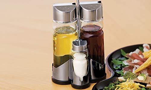 Conjunto Galheteiro com Suporte 4 Peças Euro Incolor / Inox