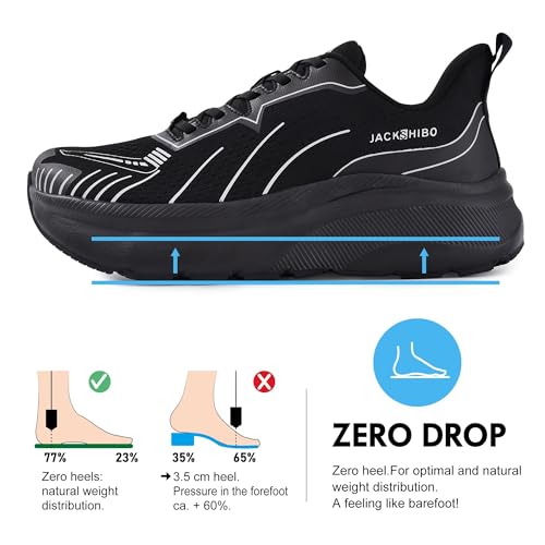 Image of JACKSHIBO Wide Toe Box Shoes Men Arch Support Slip On Zero Drop Sneakers | Slip in, Orthopedic Plantar Fasciitis, Running Walking Athletic, Tennis Workout Gym, Hands Free, Width, Thick Cushion Sole