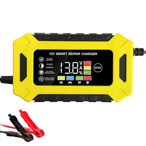 Car Battery Charger,6 AMP,12V Smart Battery Trickle Charger Automotive 12V Battery Maintainer Desulfator for Car Truck Motorcycle Lawn Mower Marine Lead Acid Batteries