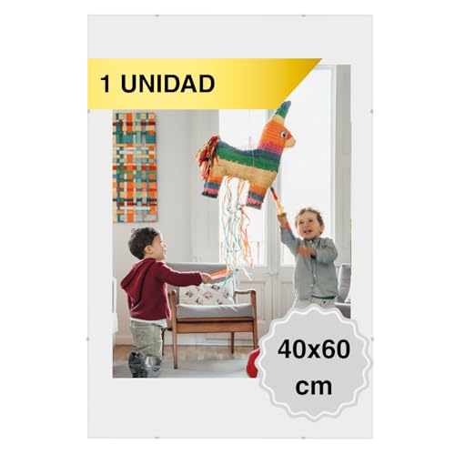 MARCOFOTO Set de 1 Marco de Fotos – Marco Clip de Plexiglas sin Marco – Portafotos de Plexiglas Transparente con Colgador – Diseno Minimalista para Fotos, Diplomas y Certificados – 40x60 cm
