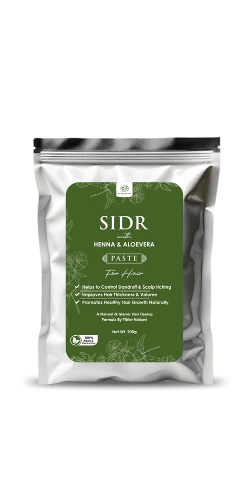 Sidr Hair Paste with Henna & Aloe Vera (200 g) | Natural Hair Cleanser & Conditioner | Helps Control Dandruff & Scalp Itching | Adds Volume, Strength & Shine to Hair | Herbal Hair Care | Pack of 1-image-34