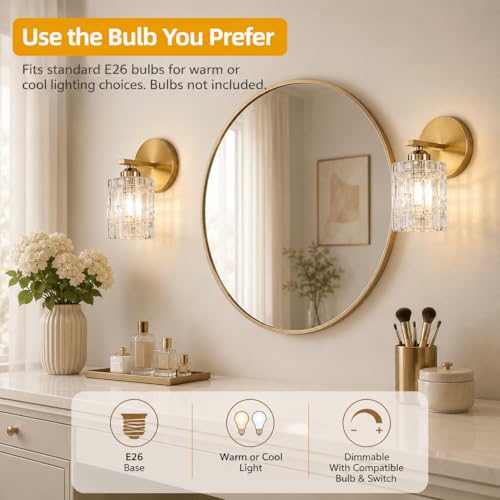 SENKERFAN 2-Pack 1-Light Modern Matte Black Crystal Wall Sconces, Hardwired Indoor Bathroom Vanity Light Fixtures, Crystal Over Mirror Lamps for Living Room, Bedroom, Hallway by SENKERFAN - Used condition - Image 4