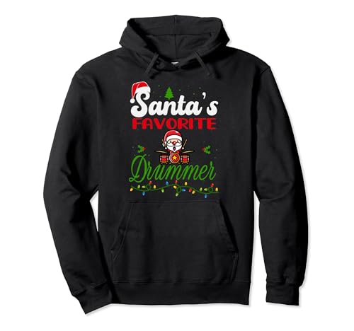 Santa's Favorite Drummer - Bacchette con Babbo Natale Felpa con Cappuccio