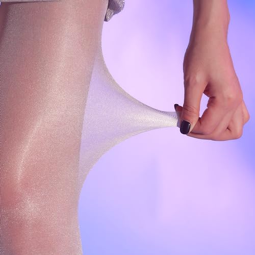 Image of Women's 3 Pairs of Ultra Stretchable Sheer Shimmery Stockings for 264lbs Plus Size High Waist Tights Footed