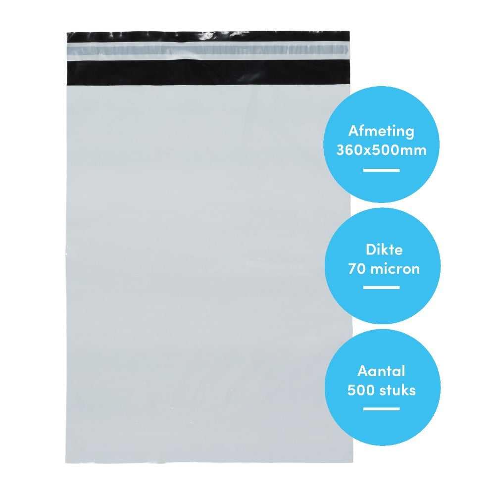 Sacs d'expédition - 360x500mm avec bande adhésive - 500 pièces (CoEx LDPE)