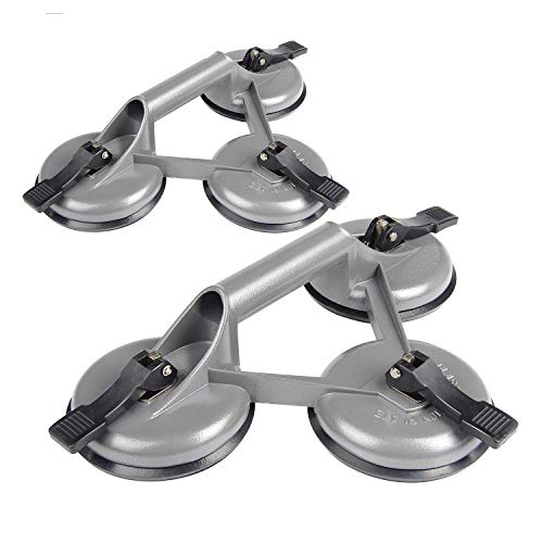 EXLECO 2 Pcs Ventouses 120KG Ventouses sous Vide avec Ventouses Trois Gris pour Carrelage, Verre, Bois