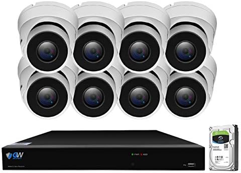 GW Security 8 Channel Smart AI PoE NVR Ultra-HD 4K (3840x2160) Security Camera System with 8 x 4K (8MP) 2160P Face Recognition / Human / Vehicle Detection Waterproof Microphone IP Dome Camera