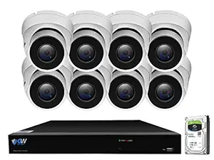GW Security 8 Channel Smart AI PoE NVR Ultra-HD 4K (3840x2160) Security Camera System with 8 x 4K (8MP) 2160P Face Recognition/Human/Vehicle Detection Waterproof Microphone IP Dome Camera