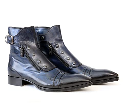 Jo Ghost 3206 Italian Cognac Crocodile Print Leather Ankle Boots with Zippers, Buttons & Buckle4