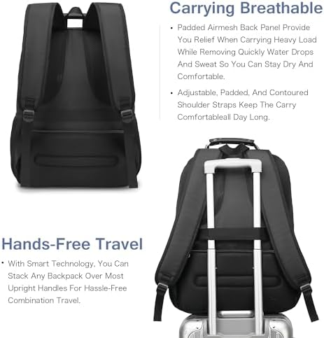 Laptop Backpack for Men - Stylish College Bookbag for 15.6-Inch Laptop,Black