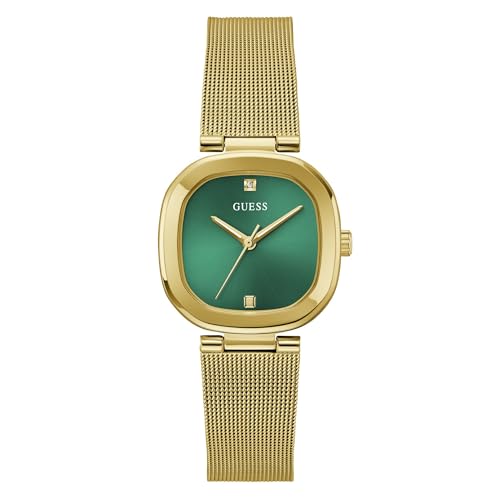 Guess Reloj de pulsera EVE de acero inoxidable para mujer, dorad