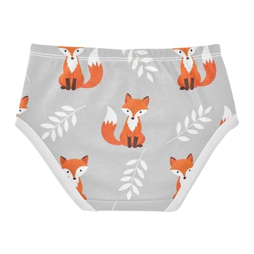 Cute Orange Foxes Gray Toddler Underwear Floral 2t Cotton Panties for Girl Funny Briefs Girls Undies2