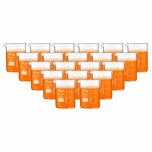 Image of VVS Borosilicate Glass Beaker 25ml pack of 20 of For School College, Lab Laboratry and professional use
