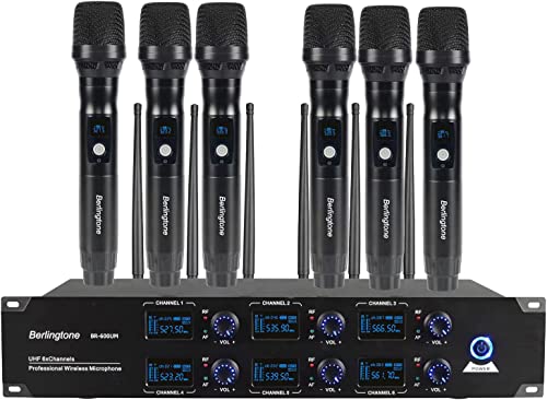 6 Channels Professional Uhf Wireless Handheld Dynamic Microphone System, Fixed Frequency Channel, With 6 Independent Antenna Metal Mic - Receiver, Church, Dj, Concert, Up To 260Ft Range With Open Area #TOP19