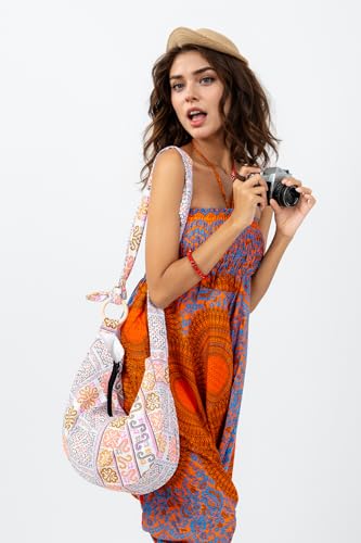 Hobo Crossbody Bag for Women – Handmade Cotton Boho Purse with Wooden Ring | Lightweight Slouchy Shoulder Sling Tote Bag3