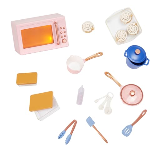 Our Generation - À la cuisine - Ensemble de cuisson - Micro-ondes lumineux - Accessoires poupée 18 po