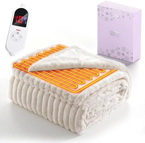 （05:30時点） 電気毛布 掛け敷き兼用【2025冬新登場 ラビットファー調素材＆フランネル】 電気ブランケット タイマー付き 1－12H AI過熱保護機能搭載 10段階温度調節 速暖 節電 99%電磁波カット 頭寒足熱配線 暖房器具 電気ひざ掛け 大判サイズ 省エネ 節電 冬用 電気毛布 洗える ダニ退治機能 自宅 オフィス用 日本語取扱説明書付き (ホワイト, 190×130cm)
