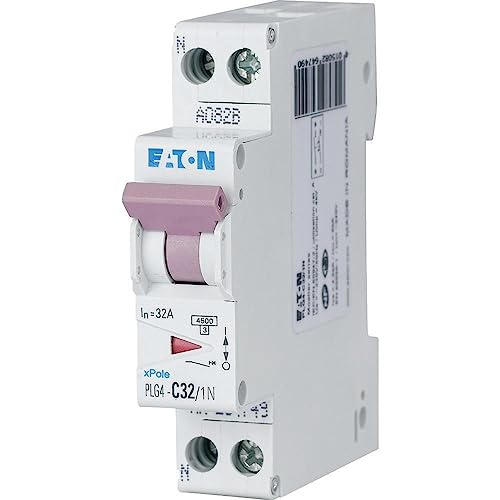 EATON DISJONCTEUR MODULAIRE PH/N - Blanc - MANETTE VIOLETTE - 1P+N / 32 A - COURBE C - Raccordement...