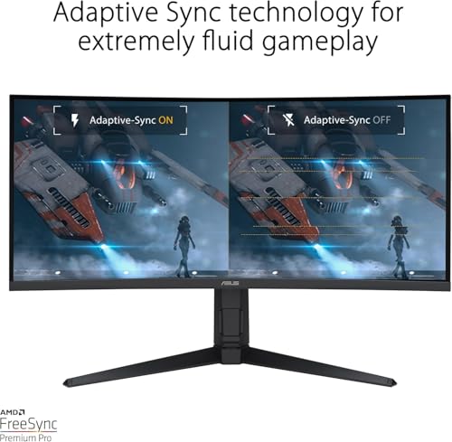 Image of ASUS TUF Gaming 34 inch 1440P 1500R Curved Monitor (VG34VQL3A) - QHD (3440 x 1440), 180Hz, 1ms, Extreme Low Motion Blur, Freesync Premium Pro, 125% sRGB, DisplayHDR 400, Height Adjustable, 3 year warranty