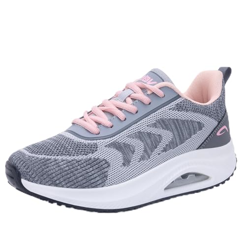 IIV Women's Walking Shoes | Arch Support Orthotic Tennis Shoes | Plantar Fasciitis Sneakers for Pain Relief GreyPink Size 8.5