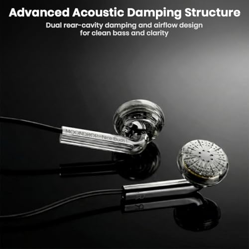 Image of MOONDROP Nice Buds Wired Earphones, HiFi Sound with 15.4mm Dynamic Driver, CCAW Voice Coil, NdFeB Magnet, Dual Rear-Cavity Damping, Ergonomic Shell and 3.5mm Silver-Plated Plug (Black)