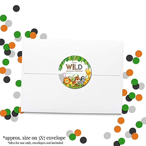 Amanda Creation AW_STICKER_JUNGLEWILDVALENTINE Jungle Wild Animal-Themed Valentine Party Favor Sticker Labels, 40 2 Inch Party Circle Stickers By Amandacreation, Great For Classroom Valentines, Envelope Seals thumb #7