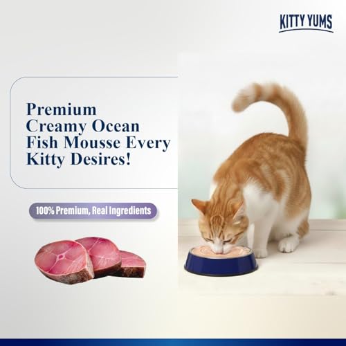 Image of Kitty Yums Adult Cat Wet Mousse 80g | Ocean Fish | Rich in Protein | Promotes Hydration & Easy to Digest | Grain Free | No Artificial Flavours | Packed with Essential Vitamins & Antioxidants