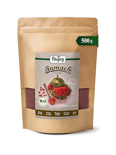 Biojoy Zumaque en polvo BÍO (500 g), seco y molido, especia para cocinar, 5% Sal de roca